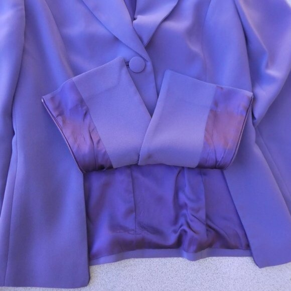 Italian Vintage Laurie Quality Blazer Purple 3 Button Closures 2 Zip Hip Panels - Picture 4 of 8